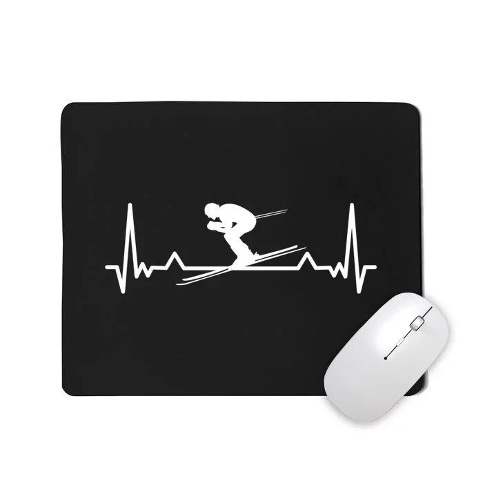 Heartbeat Skiing Ski Snowboard Winter Gift For Skier Mousepad