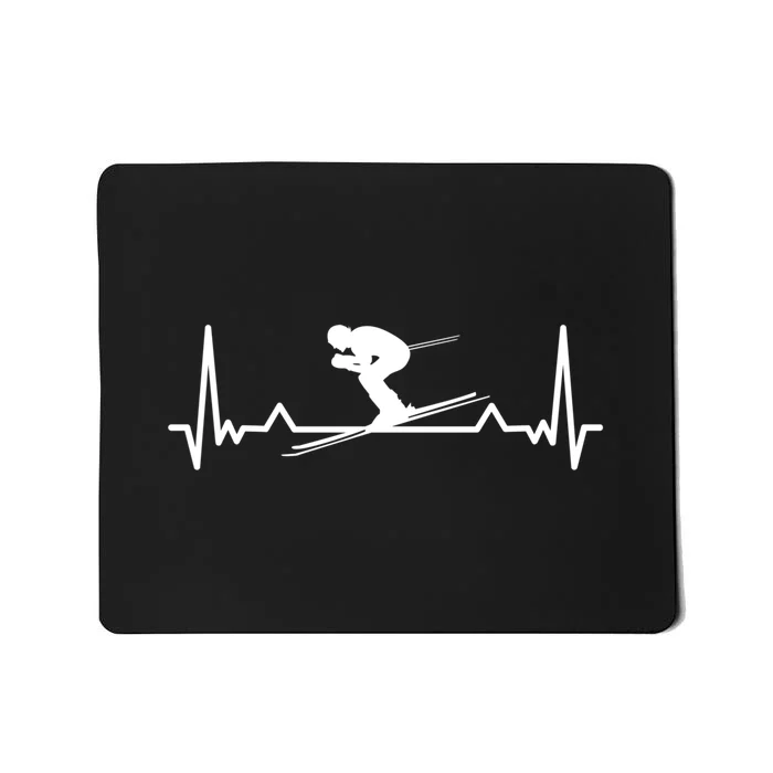 Heartbeat Skiing Ski Snowboard Winter Gift For Skier Mousepad