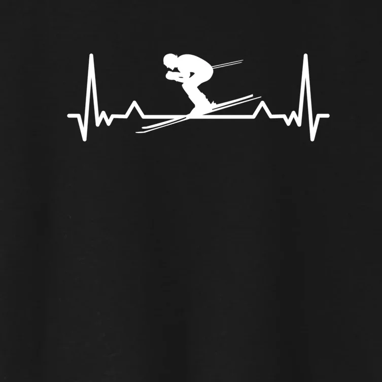 Heartbeat Skiing Ski Snowboard Winter Gift For Skier Women's Crop Top Tee