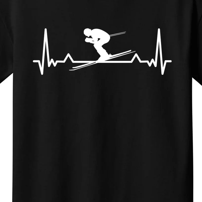 Heartbeat Skiing Ski Snowboard Winter Gift For Skier Kids T-Shirt