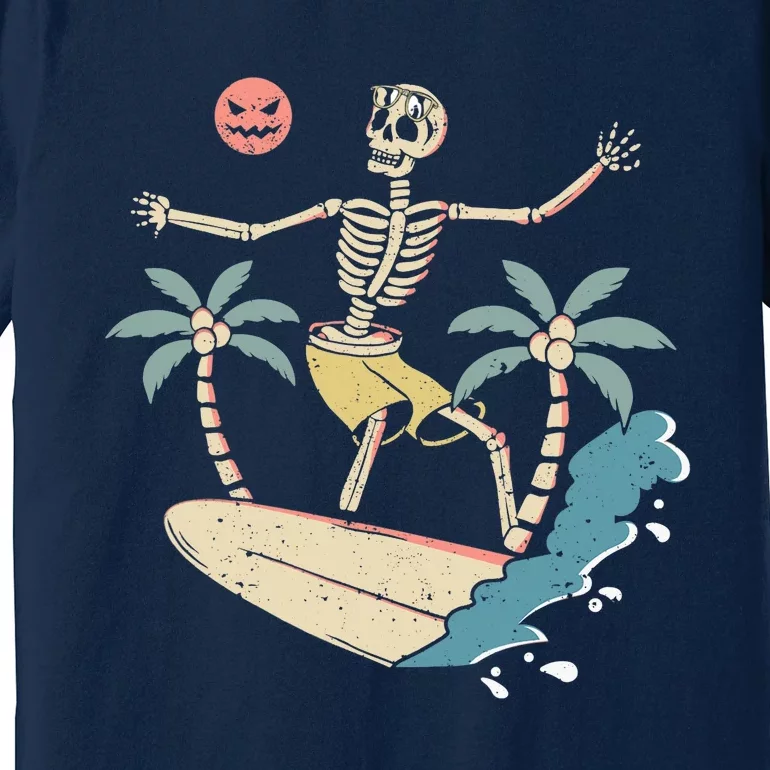 Hawaii Surfer Skeleton Halloween Beach Scary Spooky Surfers Premium T-Shirt