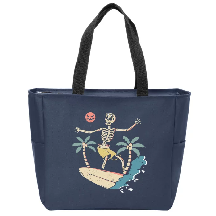 Hawaii Surfer Skeleton Halloween Beach Scary Spooky Surfers Zip Tote Bag