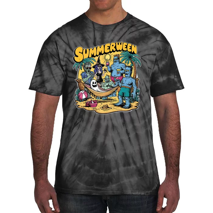 Happy Summerween Summer Halloween Holiday Beach Vibes Spooky Tie-Dye T-Shirt