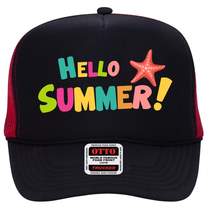 Hello Summer Starfish Colorful High Crown Mesh Trucker Hat