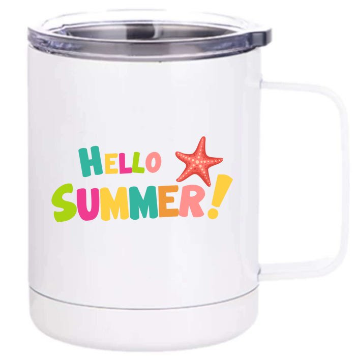 Hello Summer Starfish Colorful Front & Back 12oz Stainless Steel Tumbler Cup