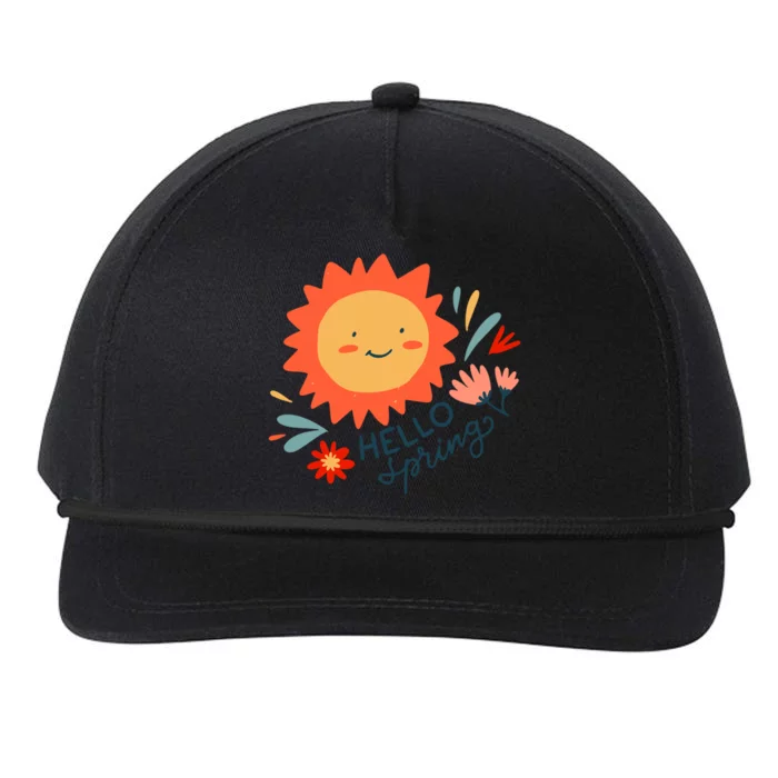 Hello Spring Sunset Floral Snapback Five-Panel Rope Hat