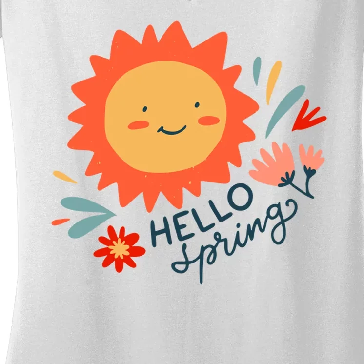 Hello Spring Sunset Floral Women's V-Neck T-Shirt