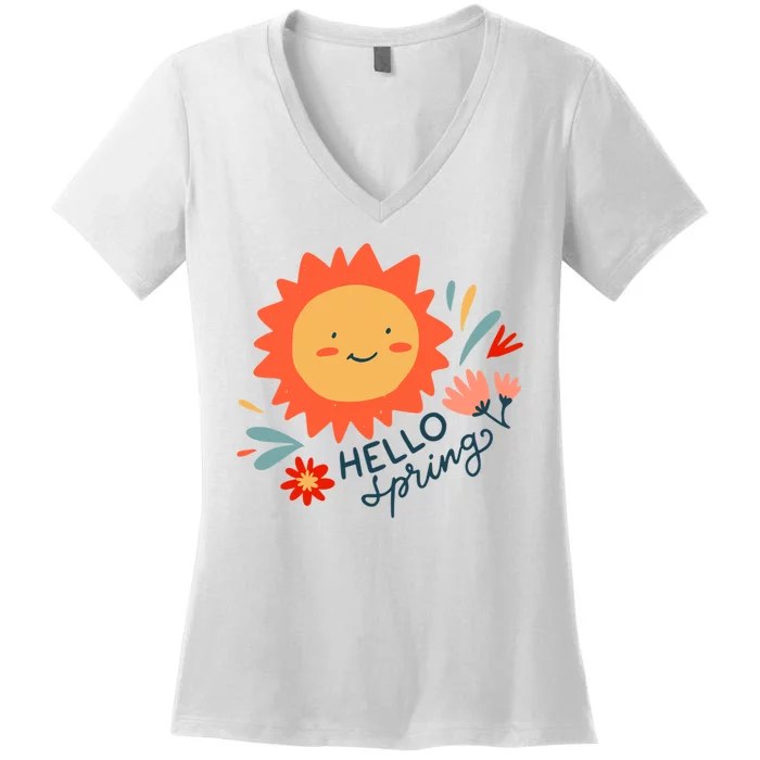 Hello Spring Sunset Floral Women's V-Neck T-Shirt