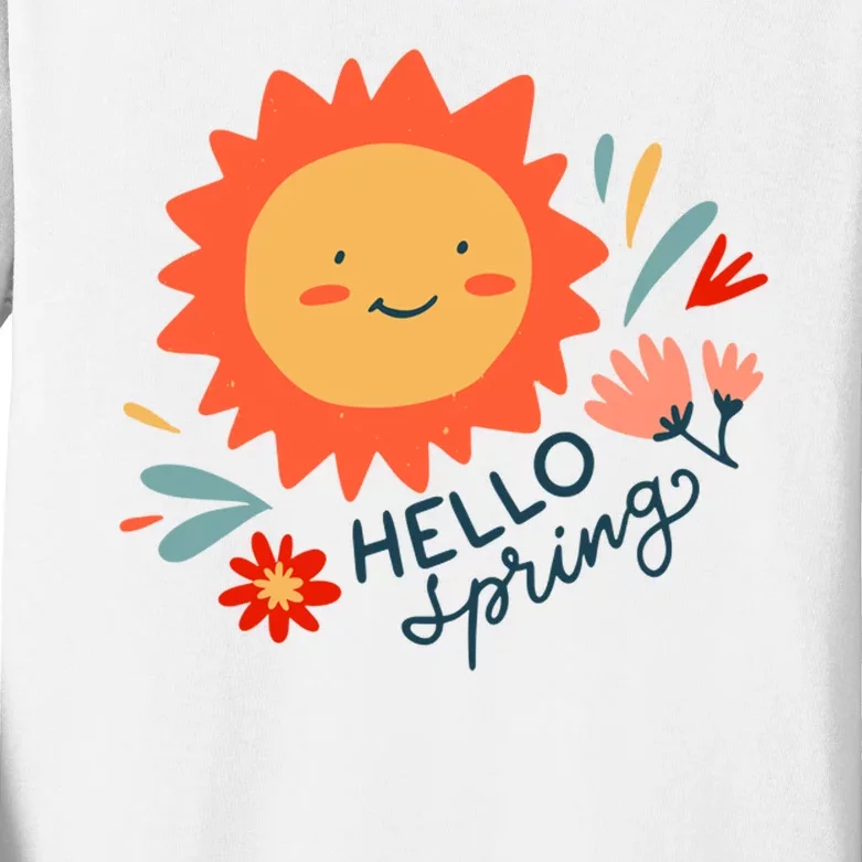 Hello Spring Sunset Floral Kids Long Sleeve Shirt