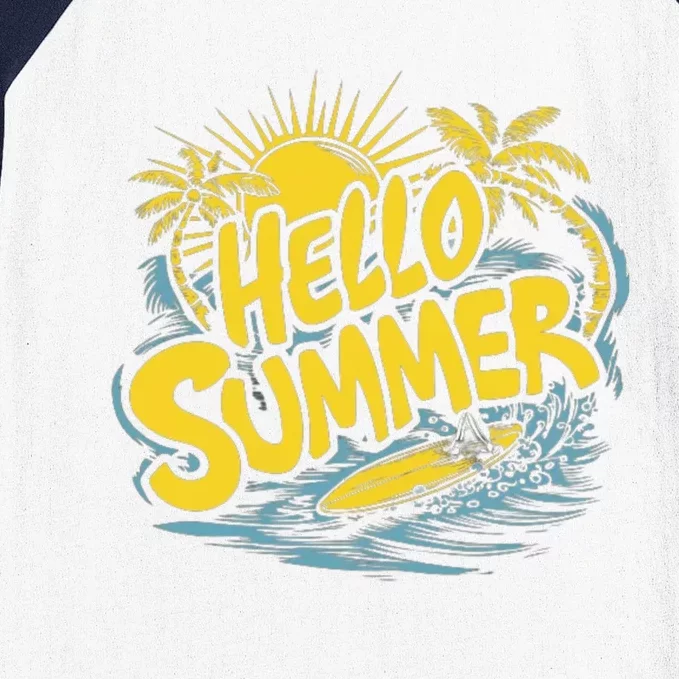 Hello Summer Sunshine Palm Tree Hello Summer Cool Gift Baseball Sleeve Shirt