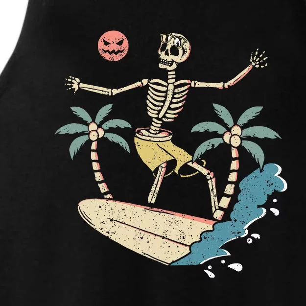 Hawaii Surfer Skeleton Halloween Beach Scary Spooky Surfers Ladies Tri-Blend Wicking Tank