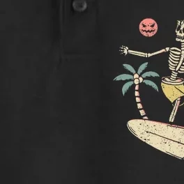 Hawaii Surfer Skeleton Halloween Beach Scary Spooky Surfers Dry Zone Grid Performance Polo