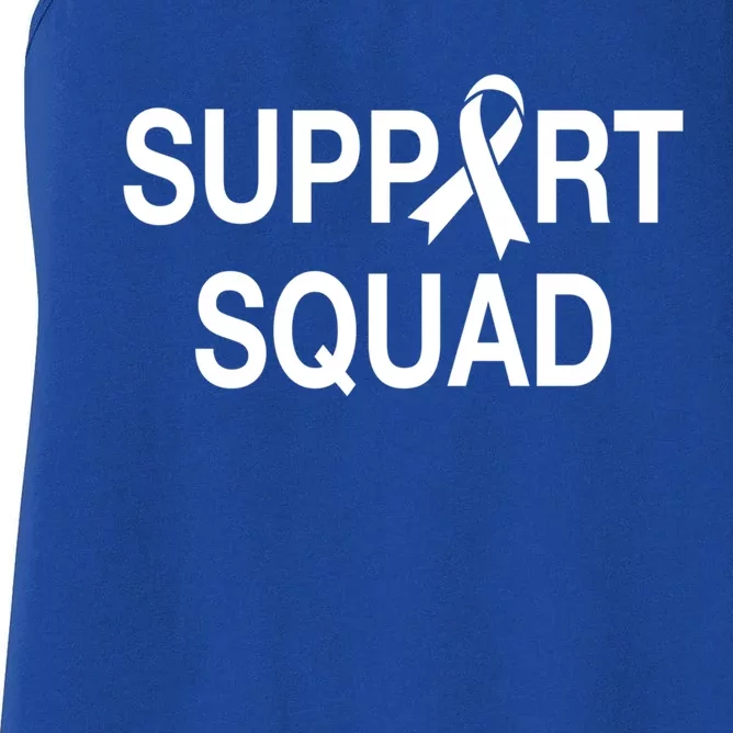 Hyhy Support Squad Abuse Awareness Month Blue Ribbon Gift Women's Racerback Tank