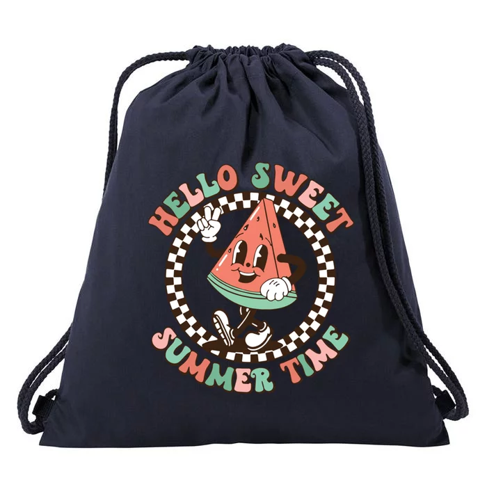 Hello Sweet Summertime Summer Vibes Family Summer Vacation Gift Drawstring Bag