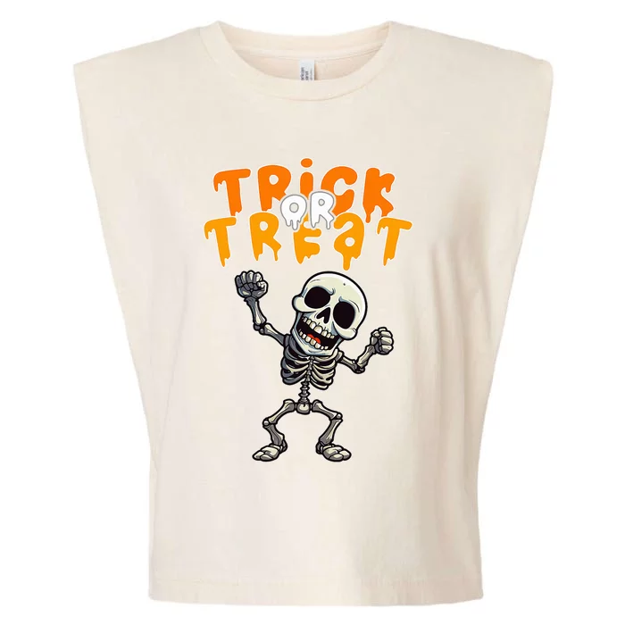 Halloween Spooky Skeleton Design Trick Or Treat Garment-Dyed Women's Muscle Tee