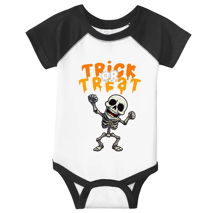 Halloween Spooky Skeleton Design Trick Or Treat Infant Baby Jersey Bodysuit