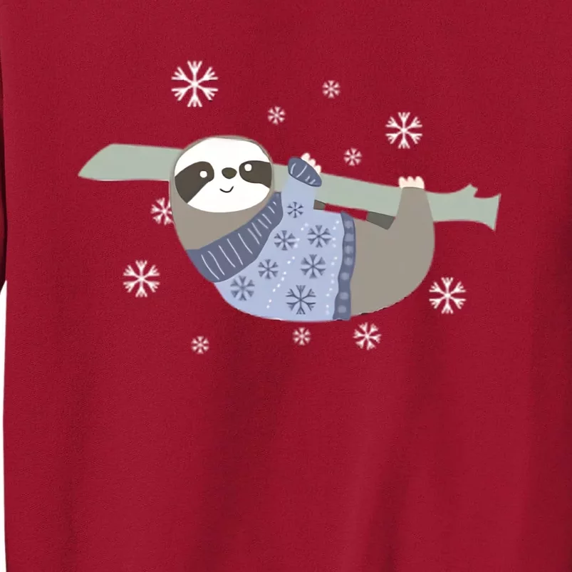 Hanging Sloth Snowflakes Christmas Tall Sweatshirt