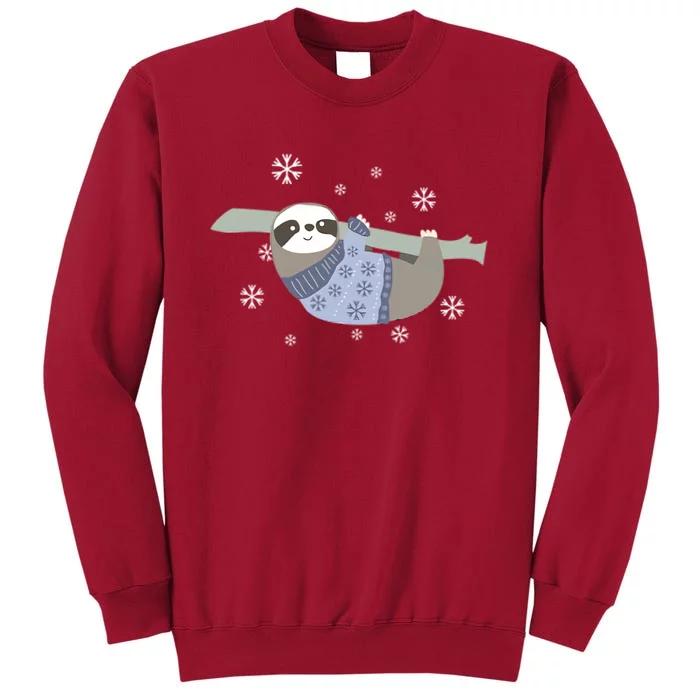 Hanging Sloth Snowflakes Christmas Tall Sweatshirt