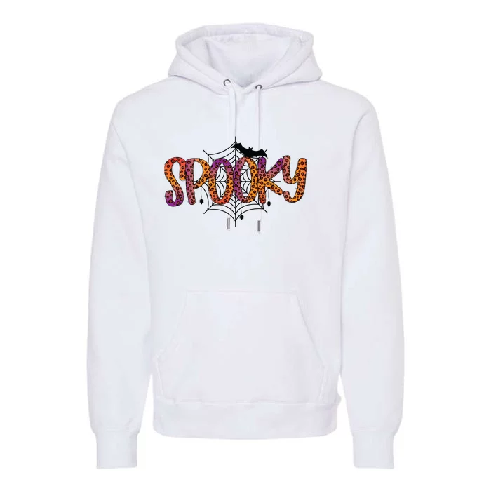 Halloween Spooky Spiderweb Leopard Halloween Day Premium Hoodie