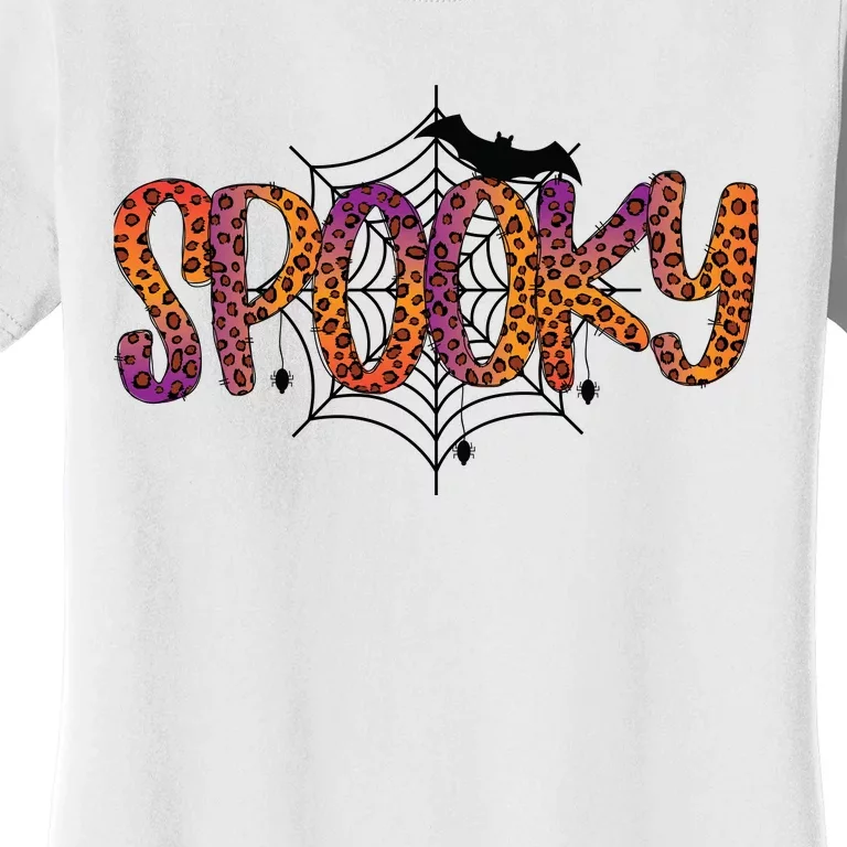 Halloween Spooky Spiderweb Leopard Halloween Day Women's T-Shirt