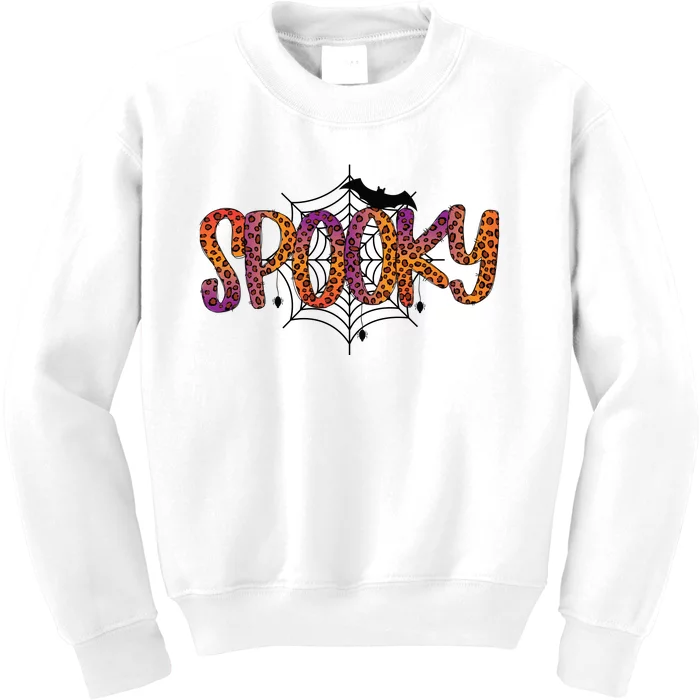 Halloween Spooky Spiderweb Leopard Halloween Day Kids Sweatshirt