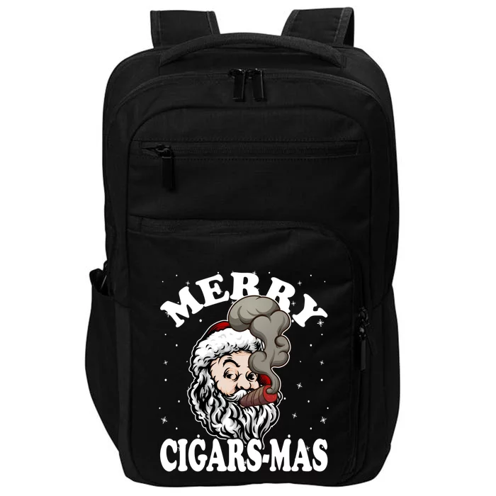 Hipster Santa Smoking Cigars Dad Xmas Gift Sweater Pajama Funny Gift Impact Tech Backpack