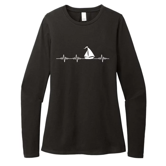 Heartbeat Sailing Sailboat Womens CVC Long Sleeve Shirt