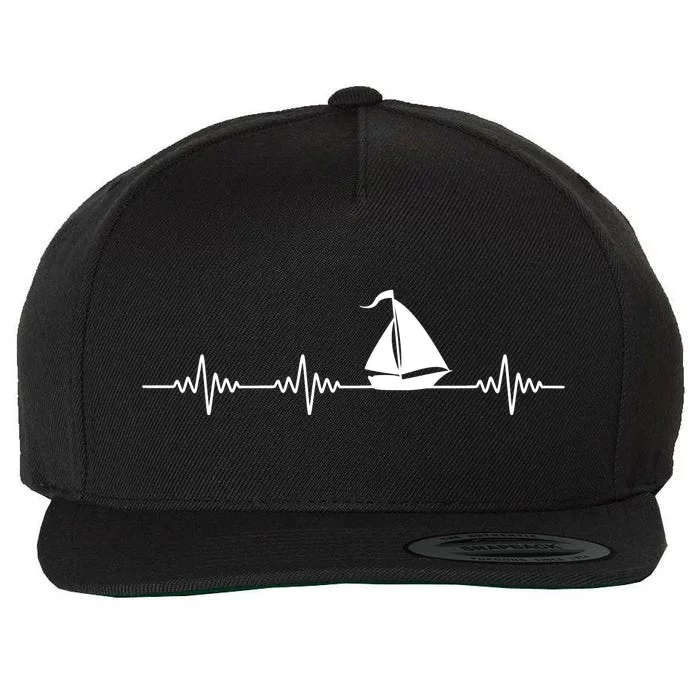 Heartbeat Sailing Sailboat Wool Snapback Cap