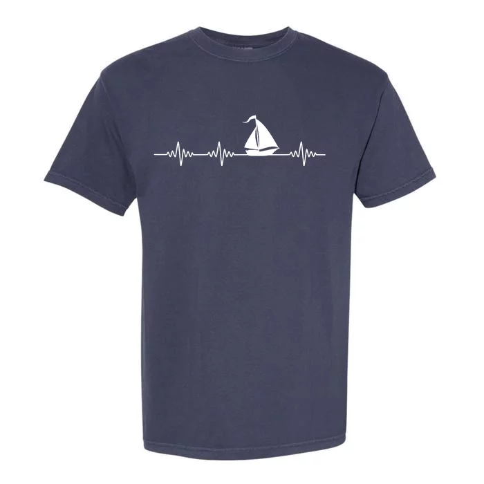 Heartbeat Sailing Sailboat Garment-Dyed Heavyweight T-Shirt