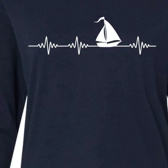 Heartbeat Sailing Sailboat Womens Cotton Relaxed Long Sleeve T-Shirt