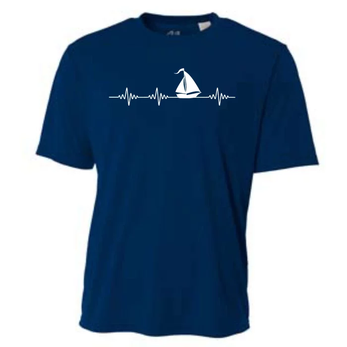 Heartbeat Sailing Sailboat Cooling Performance Crew T-Shirt