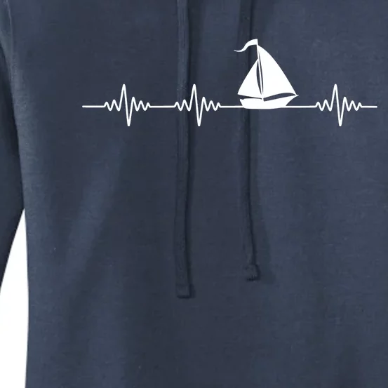 Heartbeat Sailing Sailboat Women's Pullover Hoodie