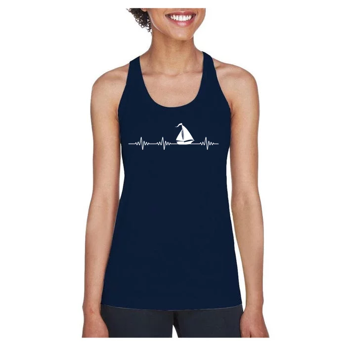 Heartbeat Sailing Sailboat Women's Racerback Tank