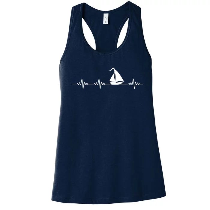 Heartbeat Sailing Sailboat Women's Racerback Tank