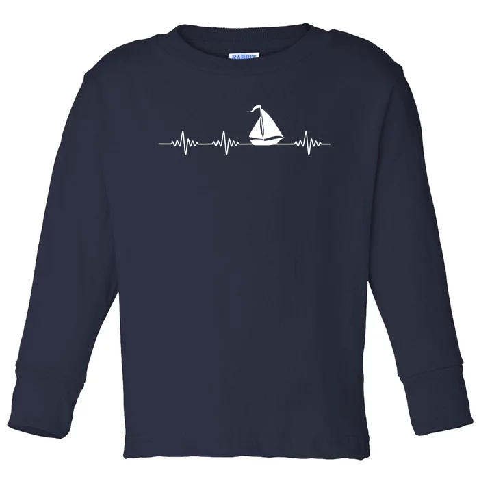 Heartbeat Sailing Sailboat Toddler Long Sleeve Shirt