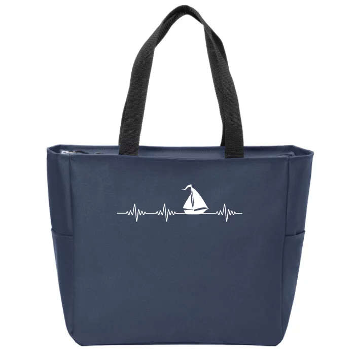 Heartbeat Sailing Sailboat Zip Tote Bag