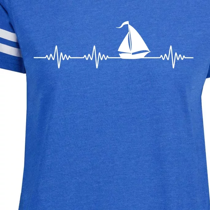 Heartbeat Sailing Sailboat Enza Ladies Jersey Football T-Shirt