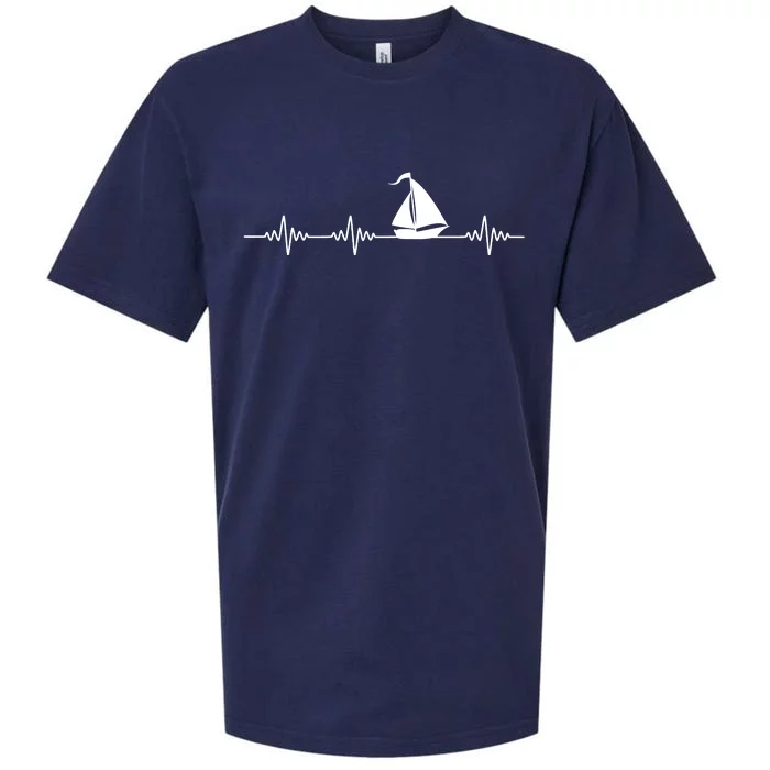 Heartbeat Sailing Sailboat Sueded Cloud Jersey T-Shirt