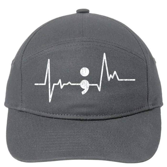 Heartbeat Semicolon Suicide Prevention Awareness Graphic 7-Panel Snapback Hat