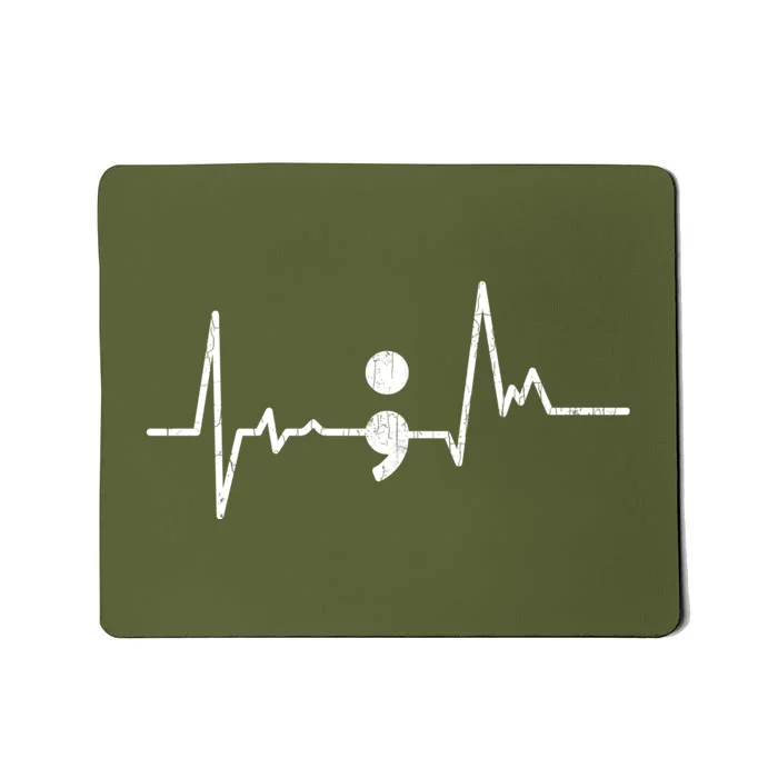 Heartbeat Semicolon Suicide Prevention Awareness Graphic Mousepad