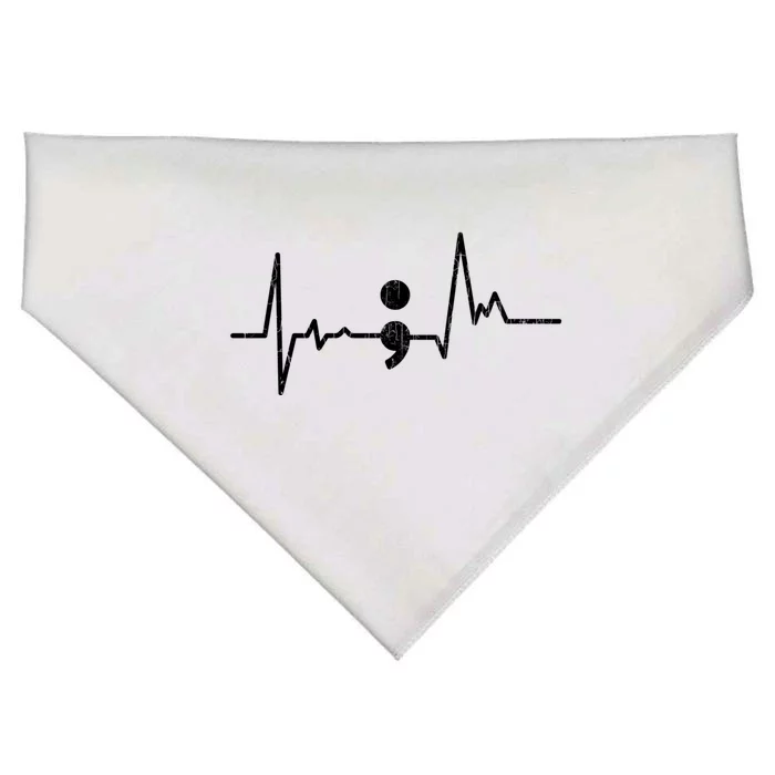 Heartbeat Semicolon Suicide Prevention Awareness Graphic USA-Made Doggie Bandana