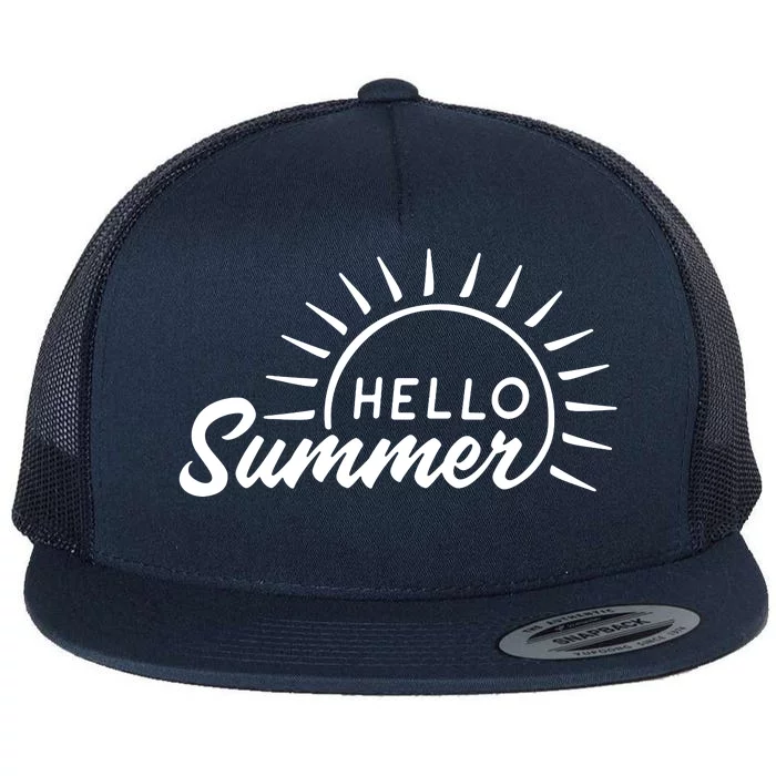 Hello Summer Sunset Flat Bill Trucker Hat