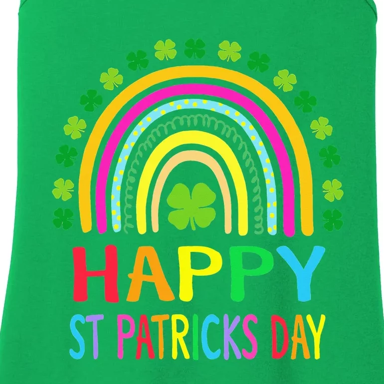 Happy St Saint Patrick's Day Rainbow Ladies Essential Tank