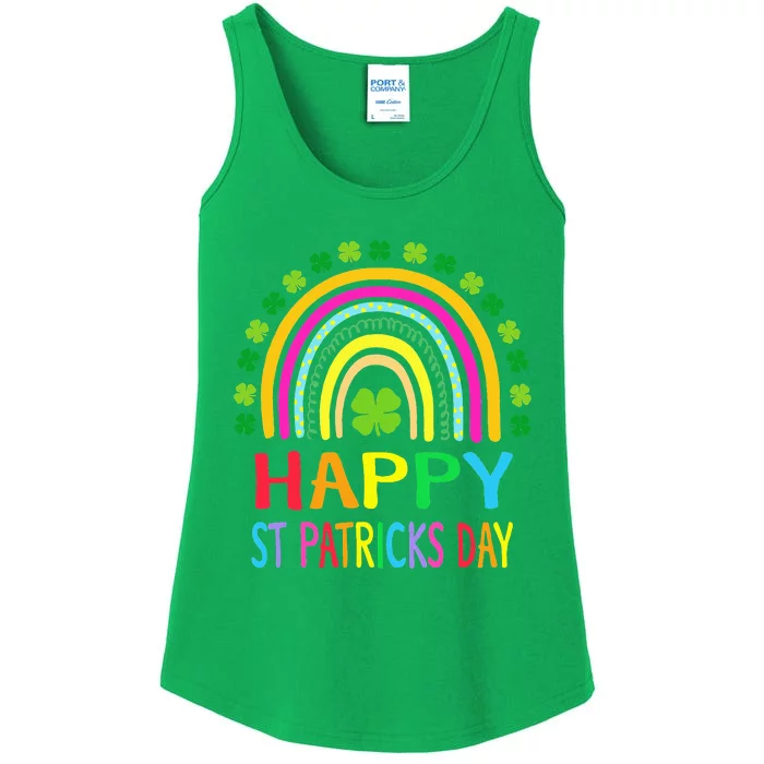 Happy St Saint Patrick's Day Rainbow Ladies Essential Tank