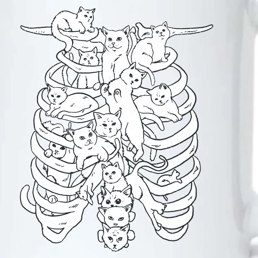 Human Skeleton Spine Cats Black Color Changing Mug