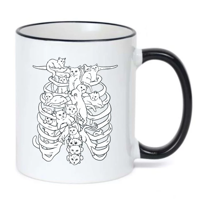 Human Skeleton Spine Cats Black Color Changing Mug