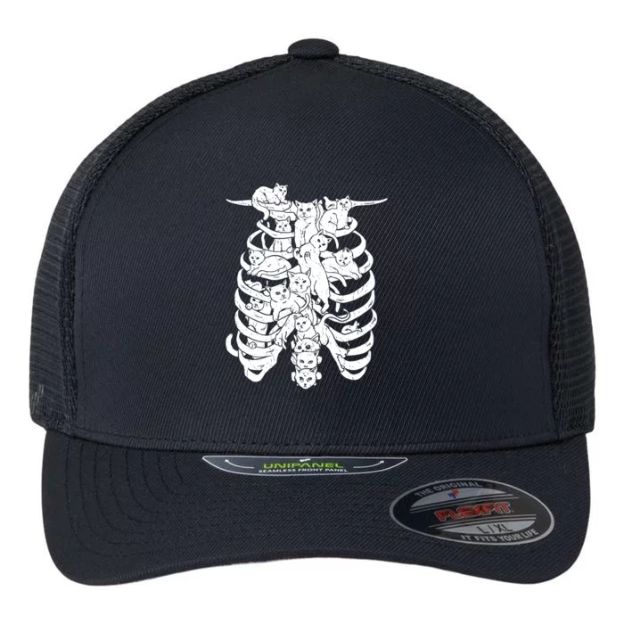 Human Skeleton Spine Cats Flexfit Unipanel Trucker Cap