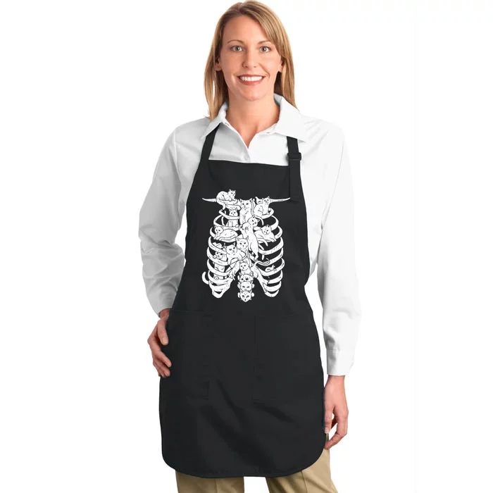 Human Skeleton Spine Cats Full-Length Apron With Pocket