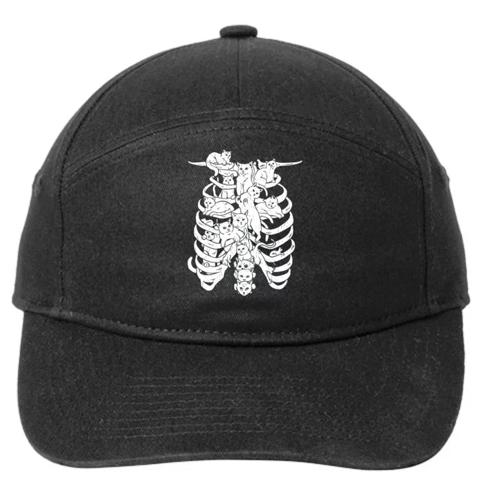 Human Skeleton Spine Cats 7-Panel Snapback Hat