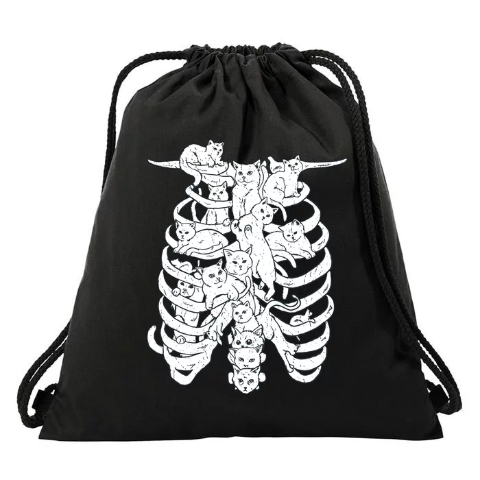 Human Skeleton Spine Cats Drawstring Bag